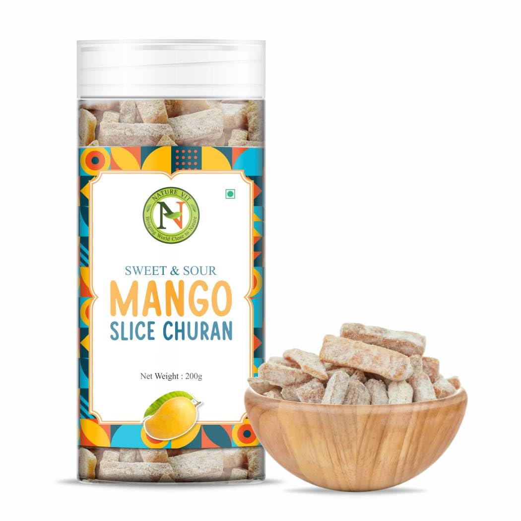 NatureVit Mango Slice Churan 400g | Sweet & Tangy Digestive Aam Chur | Raw Mango Slices & Indian Spices | Natural Mouth Freshener | After-Meal Snack