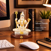 DIVINITI Premium Dual Tone Lord Shiva Idol with Silver-Tone Finish & Gold Accents | Mahadev Shiv Ji Showpiece with Decorative Base & Premium Gift Box | Home, Mandir, Office & Gifting | 8 x 7 cm
