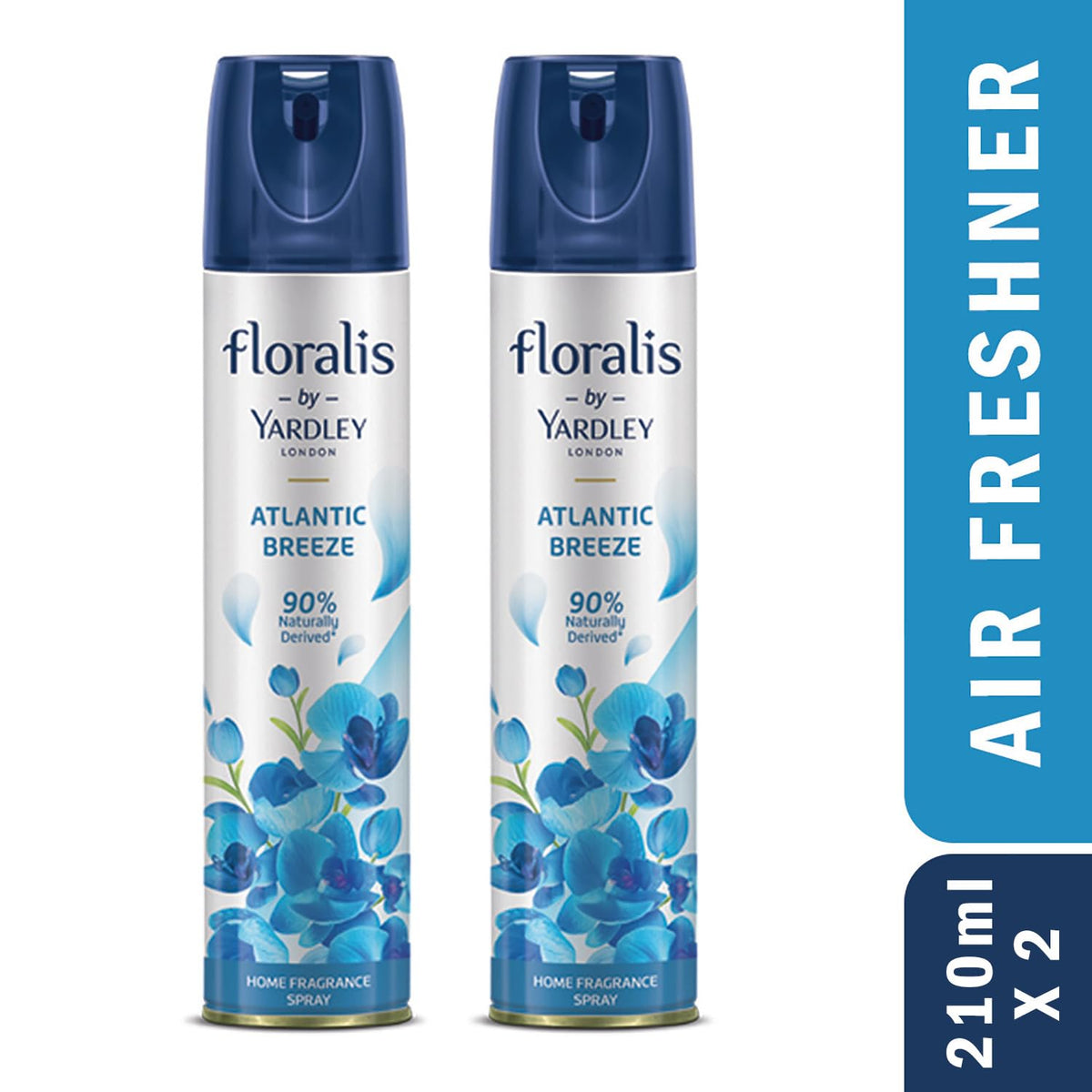 Yardley London Floralis Air Freshener Spray | Atlantic Breeze| Long Lasting Floral Fragrance For Home & Office| Home Fragrance Spray| 90% Naturally Derived| 210Ml (Pack Of 2)