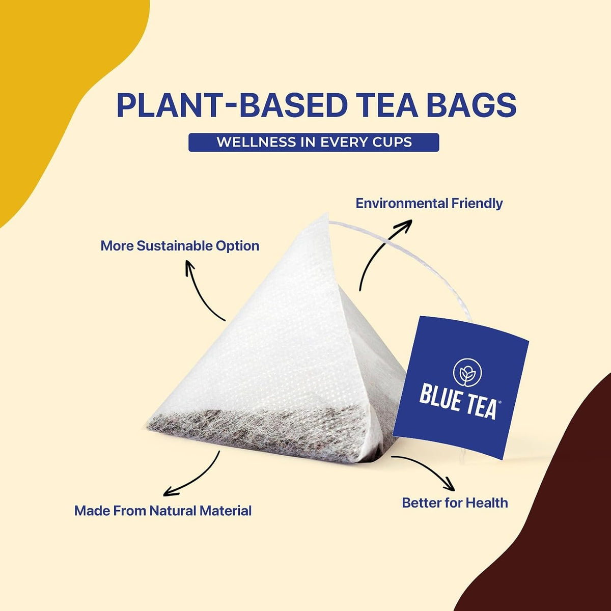 BLUE TEA - Turmeric Tea - Ashwagandha - 30 Tea Bags - Plant Based | CURCUMIN RICH - HERBAL BLEND | Herbal Tea - Caffeine Free | Gluten Free | Reusable Tin Pack
