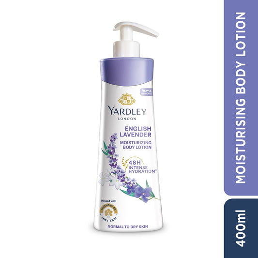 Yardley London English Lavender Moisturizing Body Lotion With Germ Shield| Infused With Lavender Oil| Daily Use Hand & Body Lotion With Natural Floral Extracts For Women| 400ml