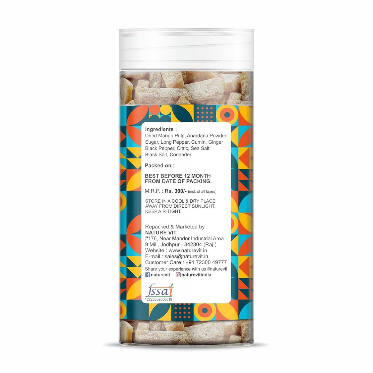 NatureVit Mango Slice Churan 400g | Sweet & Tangy Digestive Aam Chur | Raw Mango Slices & Indian Spices | Natural Mouth Freshener | After-Meal Snack