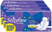 Stayfree All Night XL Dry Max Cover Napkins, 42 Pcs