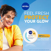 NIVEA Soft Daily SPF 15 Moisturizer | 88% UV Protection | Face & Body Cream for Healthy Glow in 5 Days | No White Cast | Vitamin E & Shea Butter | Lightweight, Quick Absorbing | 72H Hydration | 50ml