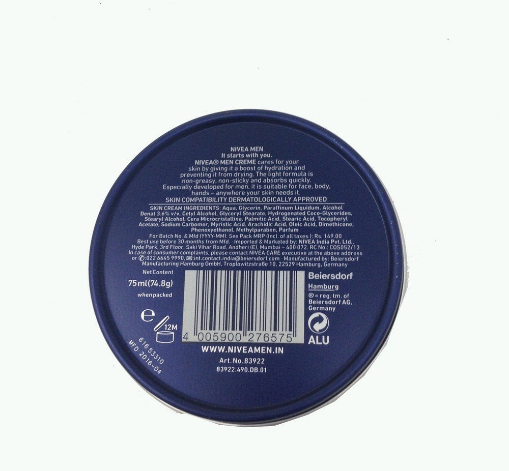 Nivea Mens Cream - Face Body and Hands, 75ml Box