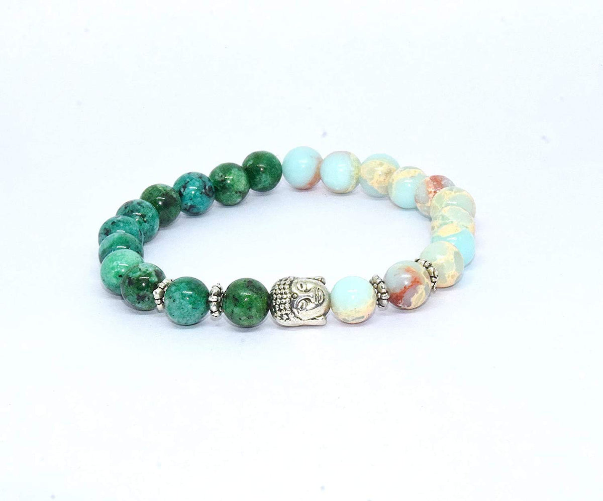 RUDRADIVINE Rudraksh Natural Stones/Yoga Good Luck Buddha Beads Bracelet. Valentine Gifts for Him & Her