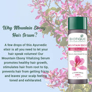 Biotique Bio Mountain Ebony Vitalizing Serum | Prevents Hair Fall & Soothes Scalp| Promotes Hair Growth | 100% Botanical Extracts | Suitable for All Skin Types | 120ml