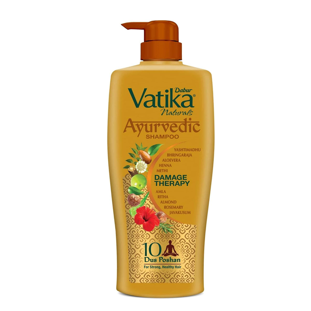 Dabur Almond Shampoo - With Almond-Vita Complex & Milk Extracts for Dull, Dry and Weak Hair - 650 ml & DABUR Vatika Ayurvedic Shampoo, 640ml : Power of Dus Poshan for 10 Hair Problems