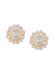 Priyaasi Beautiful White & Gold Floral Design Gold-Plated Ear Stud For Women and Girls