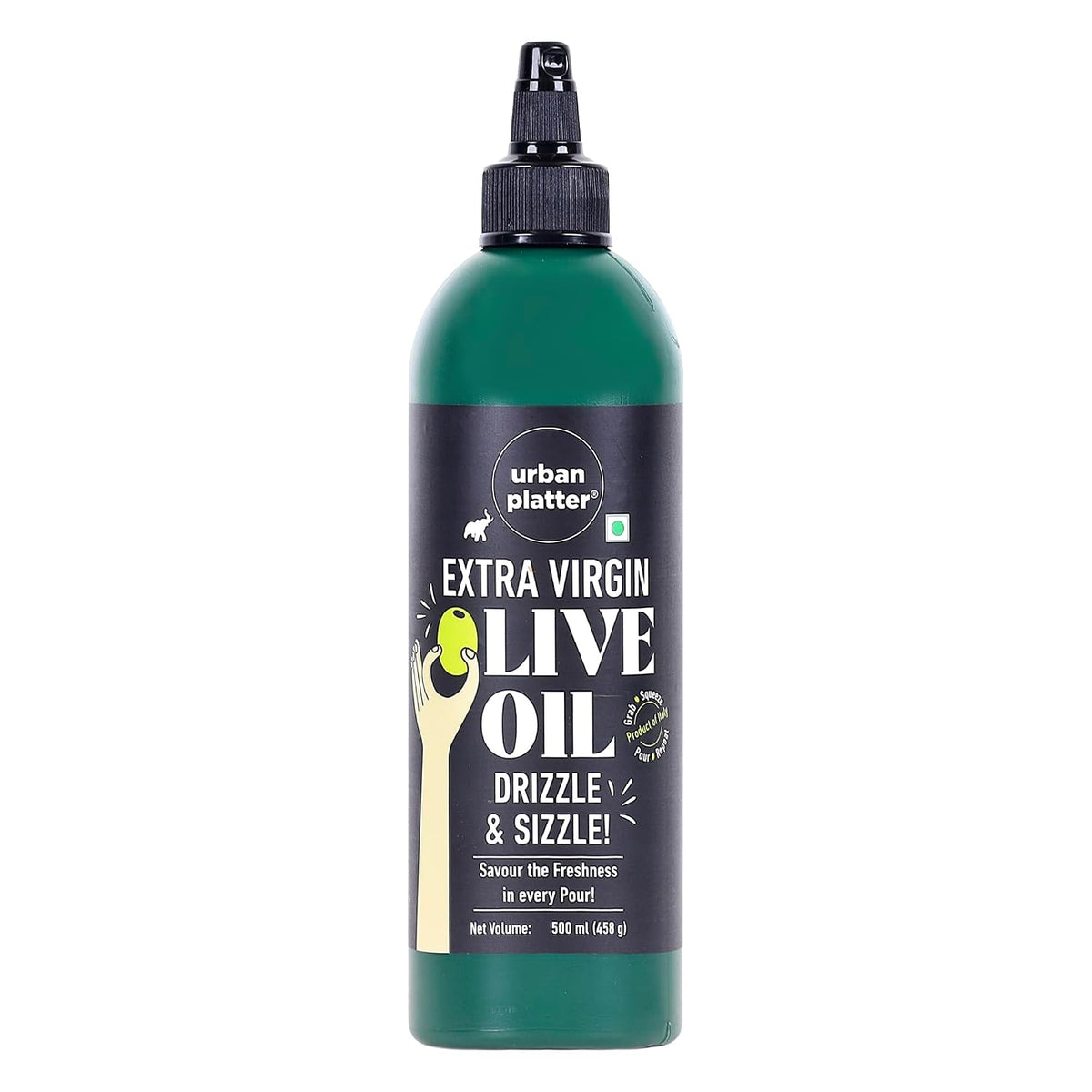 Urban Platter Extra Virgin Olive Oil in Squeezy Bottle, 500ml [Product of Italy | Convenient Squeezable Bottle | Argemone Oil Free]