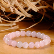 ASTRODIDI Rose Quartz Crystal Healing Love Stone Bracelet | Original Rose Quartz Love Attraction Handmade Stretchable 8 mm Beads Gemstone Bracelet