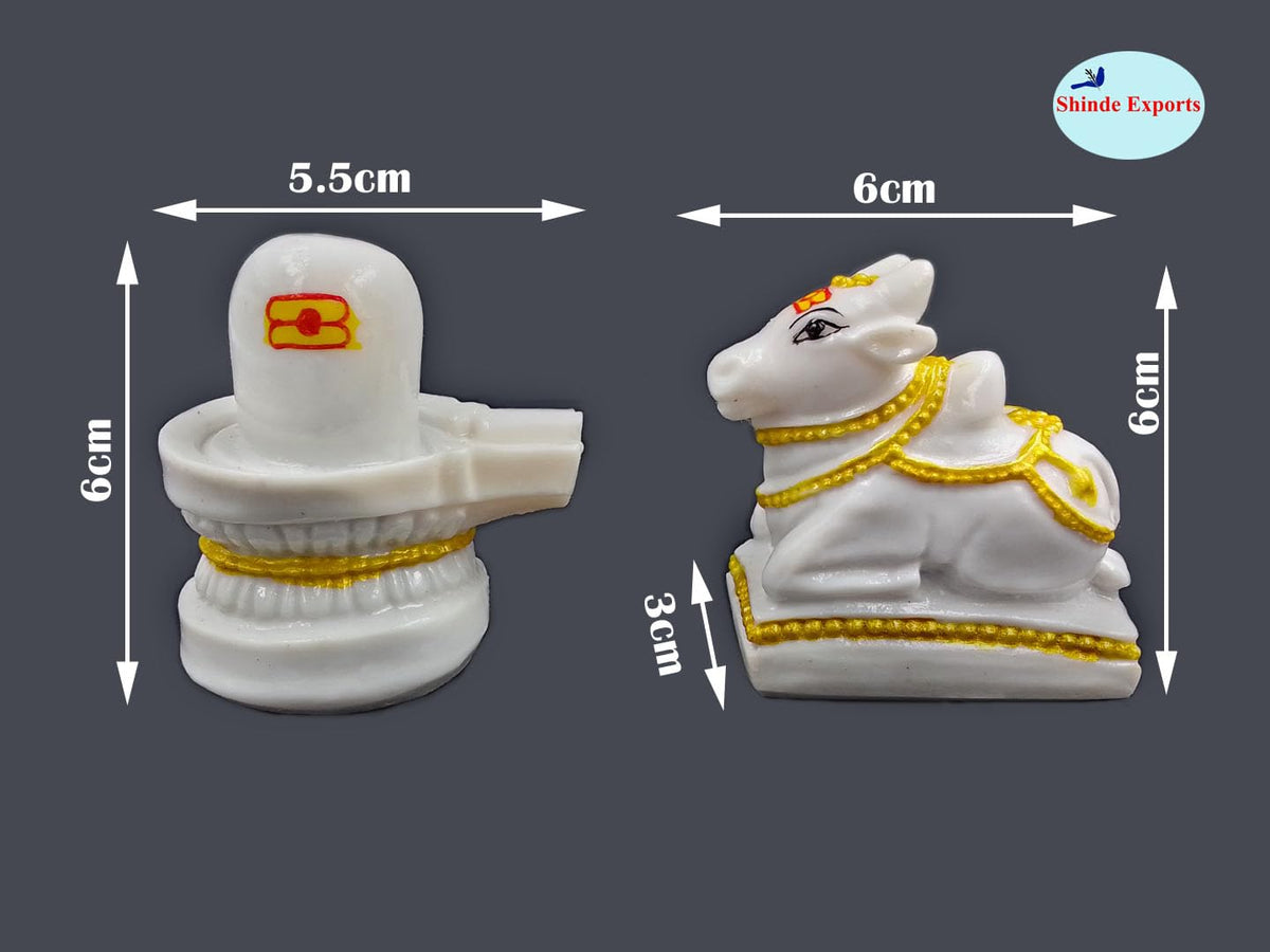 SHINDE EXPORTS Marble Religious Shivling With Nandi Set For Home Puja Small 6Cm (White)