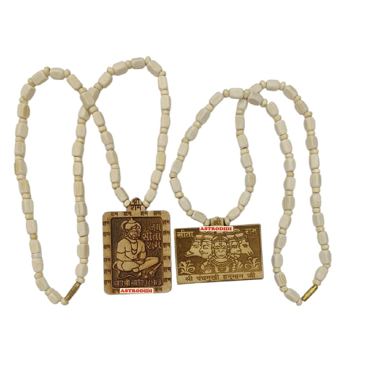 ASTRODIDI Jai Shri Bageshwar Dham and Panchmukhi Hanuman Ji Locket Tulsi Mala | Handmade Jai Sita Ram Original Tulasi Kanthi Mala for Man and Women (2 PCS COMBO)