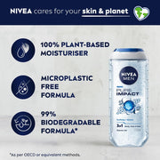 NIVEA MEN Pure Impact 250ml Body Wash| Shower Gel for Face, Body & Hair| Purifying Micro Particles for Extra Fine Scrub & Instant Summer Freshness|Clean, Healthy & Moisturized Skin