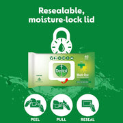 Dettol Germ Protection Wet Wipes for Skin & Surfaces, Original - 40 Count (Pack of 3) | Moisture-Lock Lid