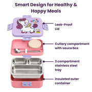 Toy Imagine 1120ml Stainless Steel Lunch Box for Kids, Unicorn Lilac