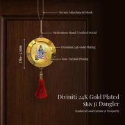 Diviniti 24K Gold Plated Lord Shiva Double Sided Hanging with Om Symbol for Home Entrance Door, Vastu Spiritual Decor, Religious Hanging, Protection, Peace & Positive Energy Gift Item