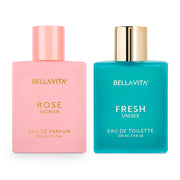 Bella Vita Luxury Unisex Edt Fresh, Rose Edp Liquid Perfumes Combo, Pack Of 2 Premium Long Lasting Fragrance Scents & W, 100 Ml Each