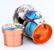 DSH Copper Bedroom Bottle Printed Jug with Inbuilt Glass, Bedside Jar Pot, Joint Free Pure Copper, Designer Printed,(950 ML)
