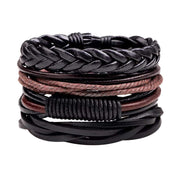 Shining Diva Fashion Multicolour Genuine Leather Stylish Bracelets for Men and Boys-(9870b, Set of 4)