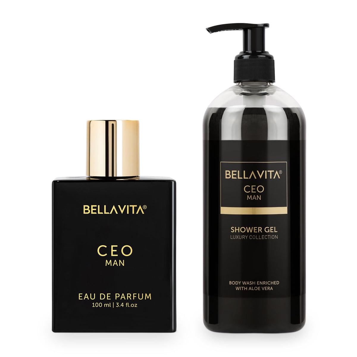 Bella Vita Luxury | Long Lasting CEO Man EDP 100ml Premium Perfume for Men & Shower Gel 500ml for Deep Cleansing, Hydrating and Softer Skin with Aloe Vera
