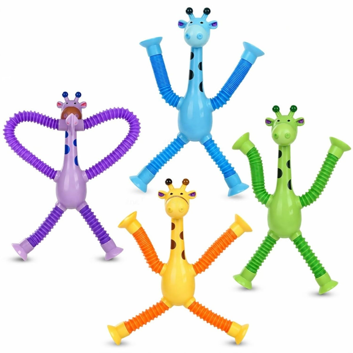 Toy Imagine Telescopic Suction Toys, Giraffe Style, Pack of 4