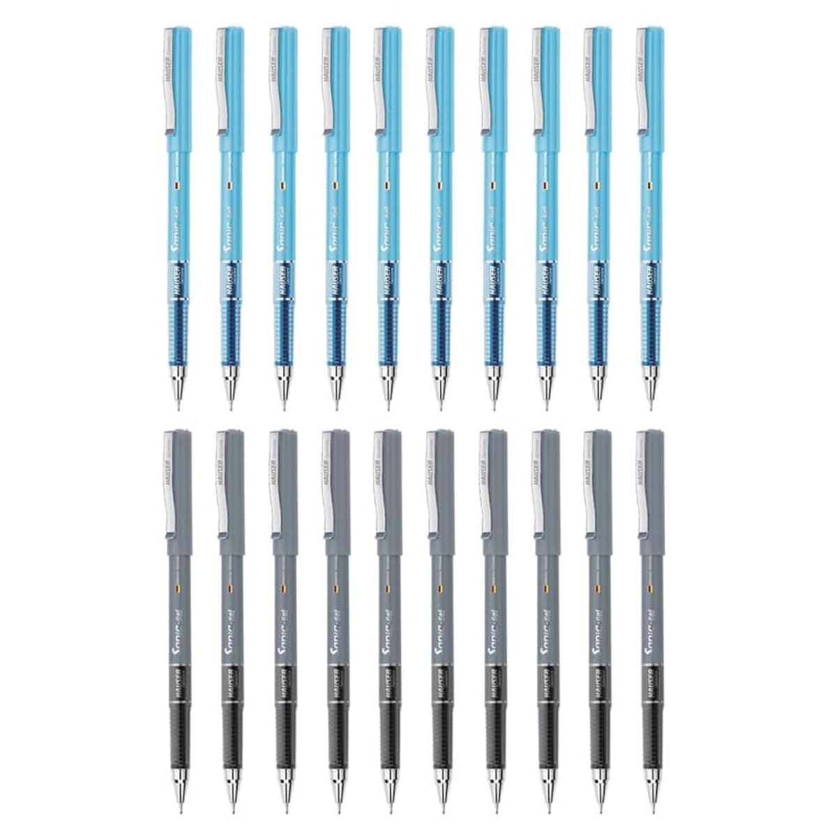 Hauser Sonic 0.55 mm Gel Pen Combo Pack | Comfortable Grip With Smudge Free Writing | 10 Pcs Blue Ink & 10 Pcs Black Ink