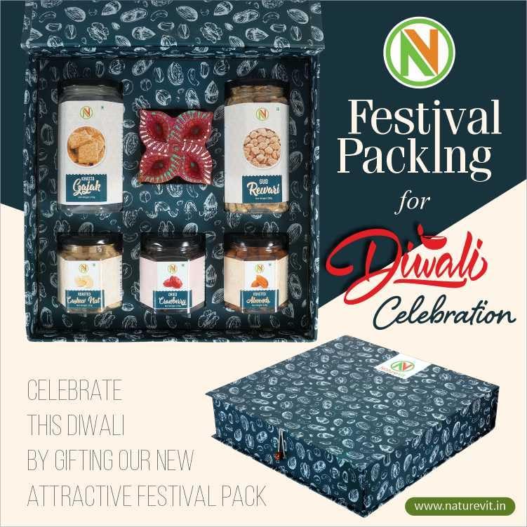 NatureVit Dry Fruits Gift Pack, 200g | Cashew, Almond, Pistachio, Raisins | Diwali & Festive Gift Box Hamper | Premium Combo for Family, Friends & Office Gifting