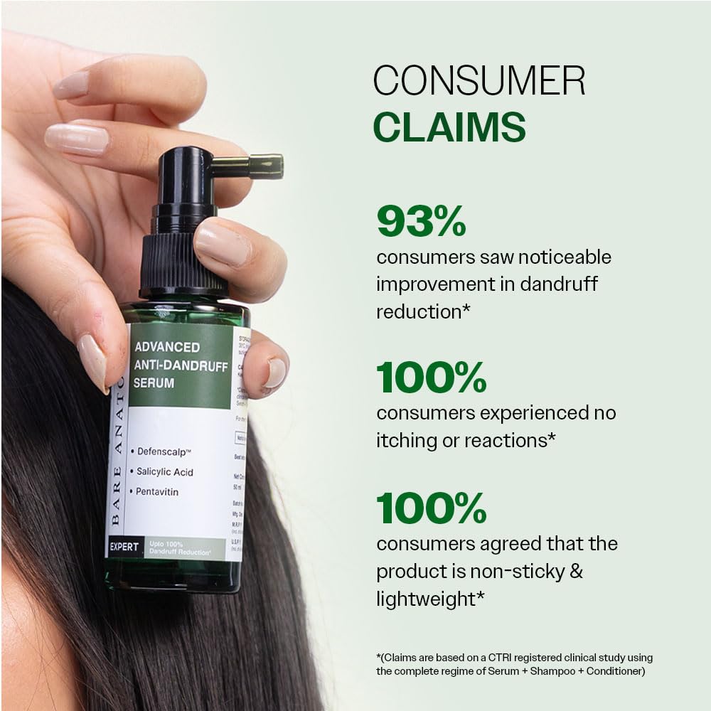 Bare Anatomy Advanced Anti-Dandruff Serum | Helps Reduce Dandruff | Defenscalp™ + Salicylic Acid + Pentavitin | Lightweight, Non-Sticky Scalp Serum | For Men & Women | 50 ml