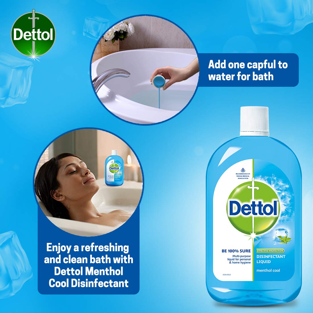 Dettol Liquid Disinfectant for Multi-Purpose Germ Protection, Menthol Cool, 200 ml (Pack of 2)
