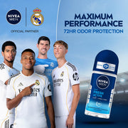 NIVEA MEN Fresh Active 50ml Deo Underarm Roll On | With Fresh Ocean Extracts Scent| 72 H Freshness| 0% Alcohol | Dermatologically Approved & Paraben Free Formula
