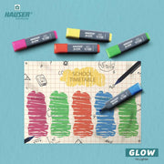 Hauser 5 Shades Glow Highlighter | 2 x Longer Writing Length | Non-Toxic Ink, Safe For Childrens | Ergonomic Grip With Pocket Clip For Comfortable Handling | Multicolor, Pack of 10 Pcs