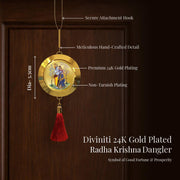 Diviniti 24K Gold Plated Radha Krishna & Laddu Gopal Double Sided Hanging for Home Entrance Door, Vastu Spiritual Decor, Religious Hanging, Love, Prosperity & Positive Energy Gift Item
