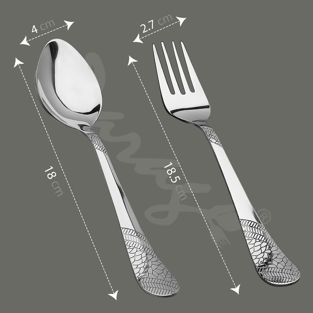 Parage 12 Pieces Stainless Steel Cutlery Set, 18.5 cm, Premium Cutlery for Home & Kitchen, Luxury Dining Tableware Gift for House Warming, Silver Imperial Design (6 Table Spoons & 6 Table Forks)