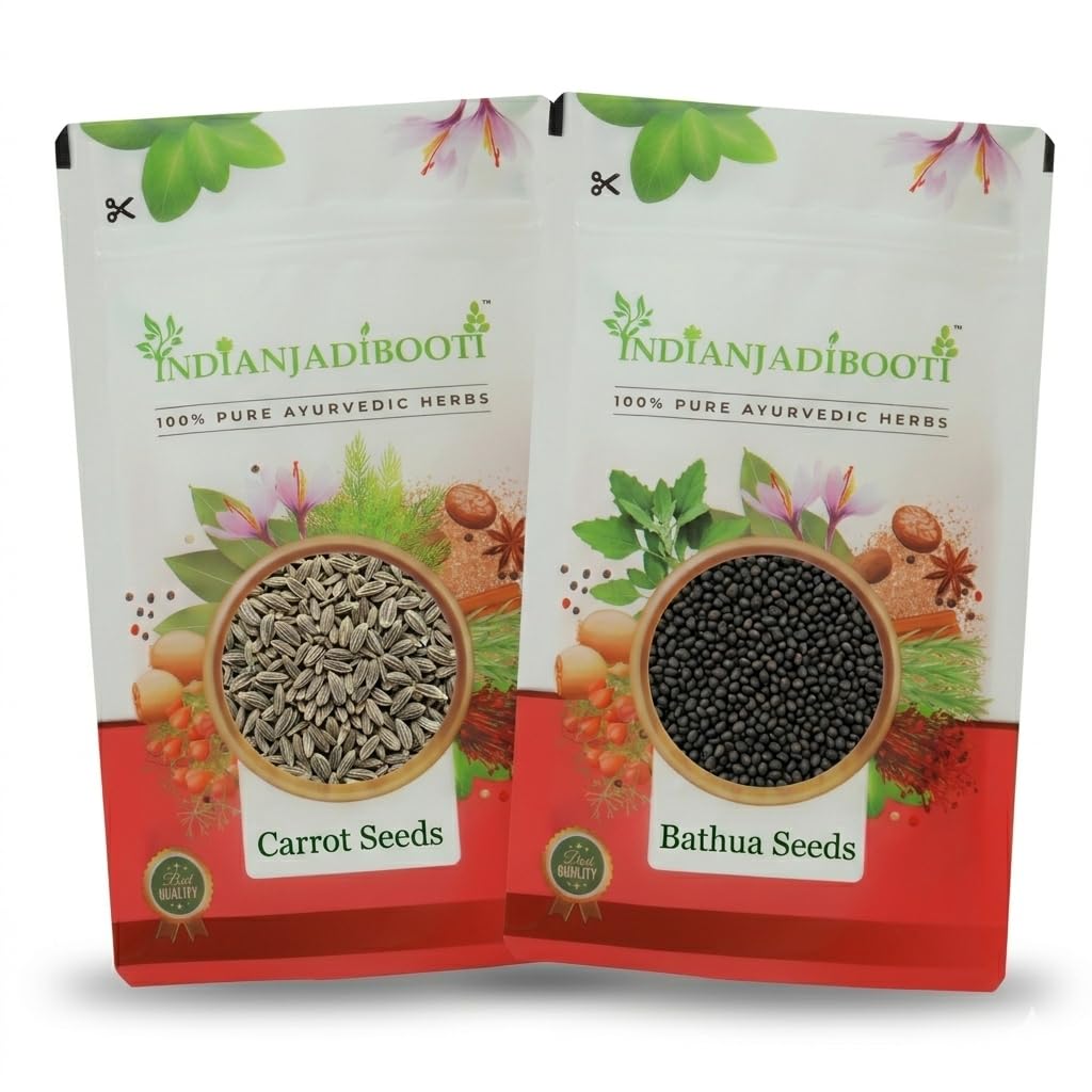 IndianJadiBooti Elite Detox Bundle: Premium Carrot Seeds & Bathua Seeds – For Renal Health, Digestion, & Deep Systemic Purification – 250gram Each