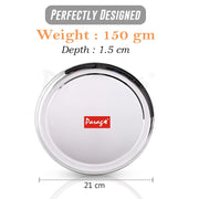 Parage 6 Pieces Stainless Steel Small Plate | Heavy-Gauge Food-Grade, 9 Inch Steel Round Snack Plate for Home & Kitchen | Rust-Proof, Durable, Easy-to-Clean Dessert/Breakfast/Chapati/Serving Plate