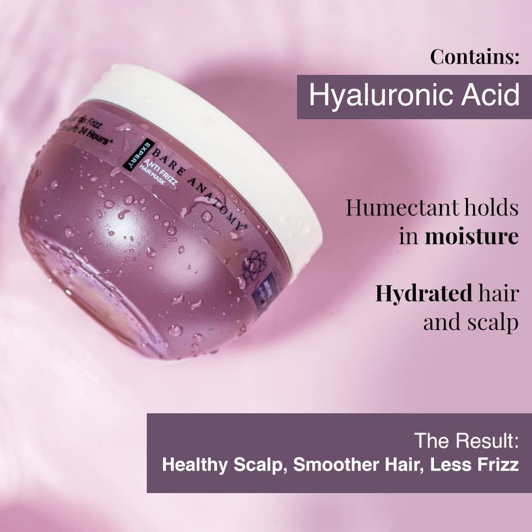 Bare Anatomy Anti Frizz Shampoo & Hair Mask Combo | Hyaluronic Acid & Fatty Acids | Frizz Control Up to 24 Hours | Smooth & Shiny Hair | 250ml + 250g