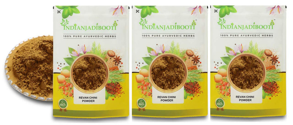 IndianJadiBooti Pure Revand Chini Powder (Himalayan Rhubarb) | Botanical for Gastrointestinal Harmony, Systemic Cleansing & DIY Compounding - 900g (Pack Of 3)
