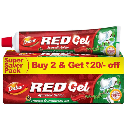 Dabur Red Gel Ayurvedic Toothpaste - 300g (150g x 2) | Reduction in Bad Breath, Plaque & Gingivitis | Freshness with Protection | For Healthy Gums & Effective Dental Care