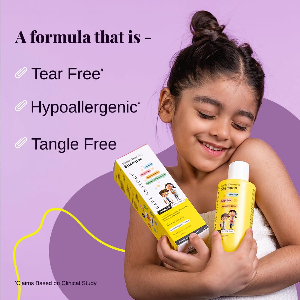 Bare Anatomy Anti Dandruff & Kids Gentle Cleansing Shampoo Combo | Salicylic Acid, Coconut Milk Protein, Biotin & Vitamin E | 250ml + 250ml