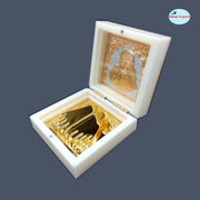 SHINDE EXPORTS Decorative Shirdi Sai Baba Photo Frame with Charan Paduka For God Pooja and Gift. (Mini Charan White Gold Foil)