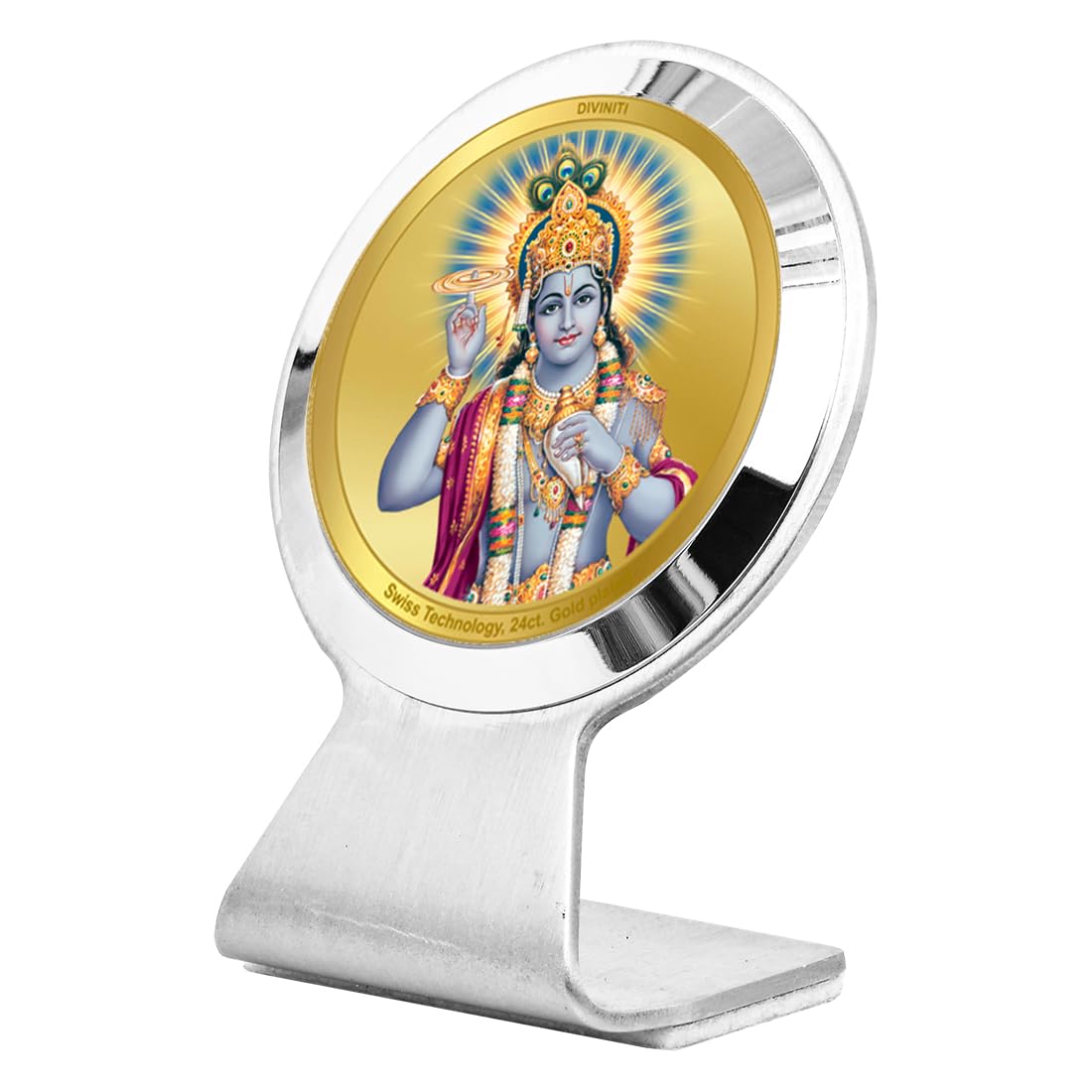 DIVINITI 24K Gold Plated Religious Car Dashboard Frame | Premium God Idol Frame for Car, Home Mandir & Office Table | Spiritual Gift, Decorative Showpiece | Vishnu Ji