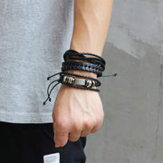 6pcs Latest Collection Genuine Leather Bracelet Wraps Casual Wear Skin Friendly Stylish Bracelets for Men Boys by Shining Diva Fashion