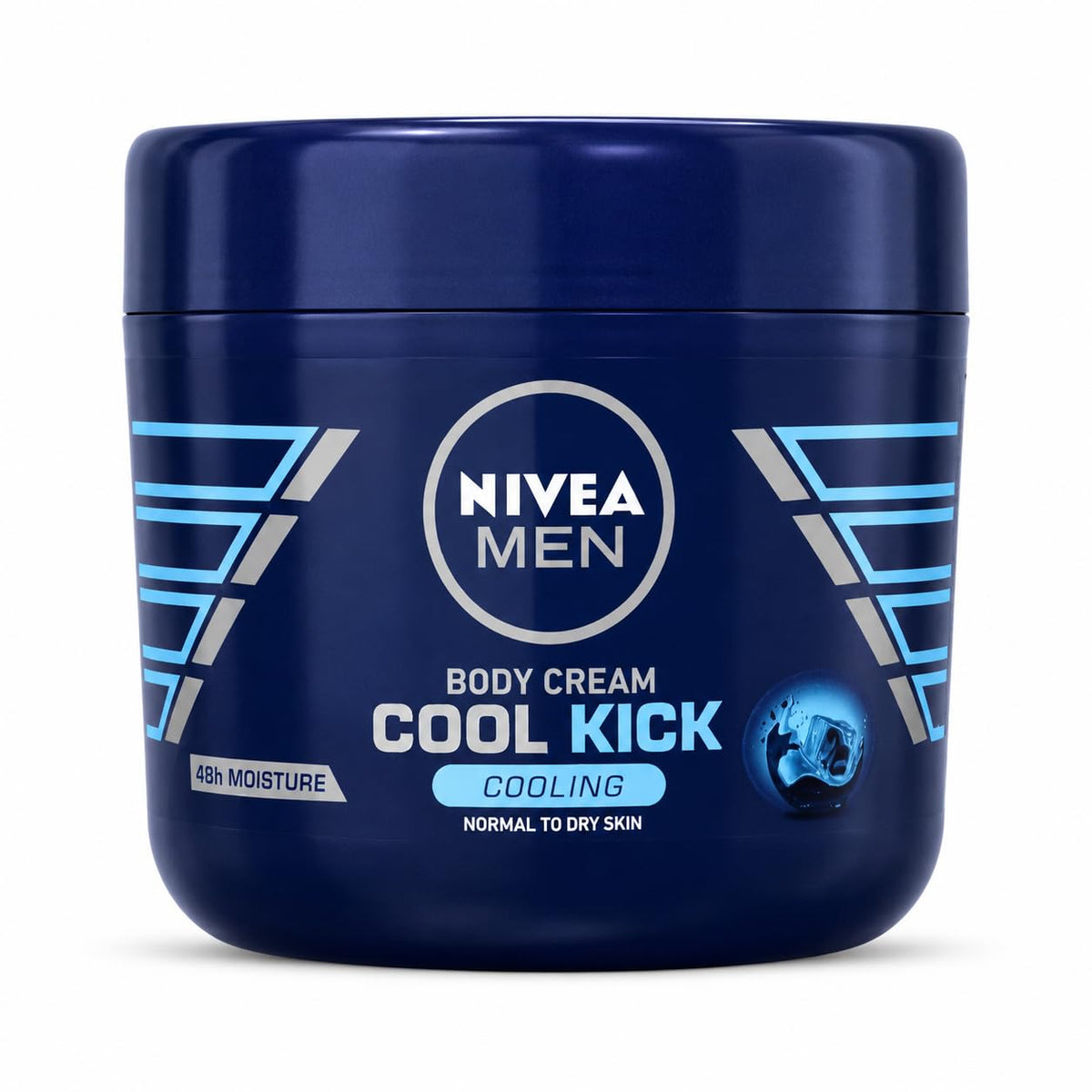 NIVEA MEN Cool Kick Body Cream for Normal to Dry Skin, 48H Moisture, Cooling Effect, Fast-Absorbing Non-Sticky Formula, 400 ml