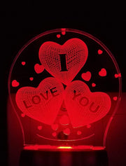 NMII Love You 3D Illusion Multicolour Night Lamp with 7 Color Changing Light for Gift,for Bedroom,Living Room Led Acrylic Night lamp with Plug, (NM_3D love You Night Lamp 214)