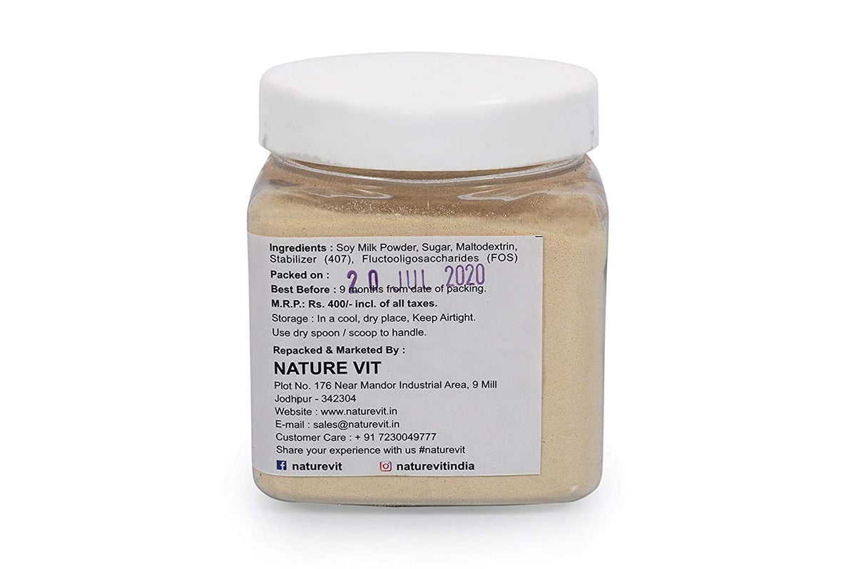 NatureVit Soya Milk Powder 600 Gram [Strawberry Flavour] [300g x 2 Jars] | Vegan & Dairy-Free | Plant-Based Protein | Ideal for Beverages, Smoothies & Cooking