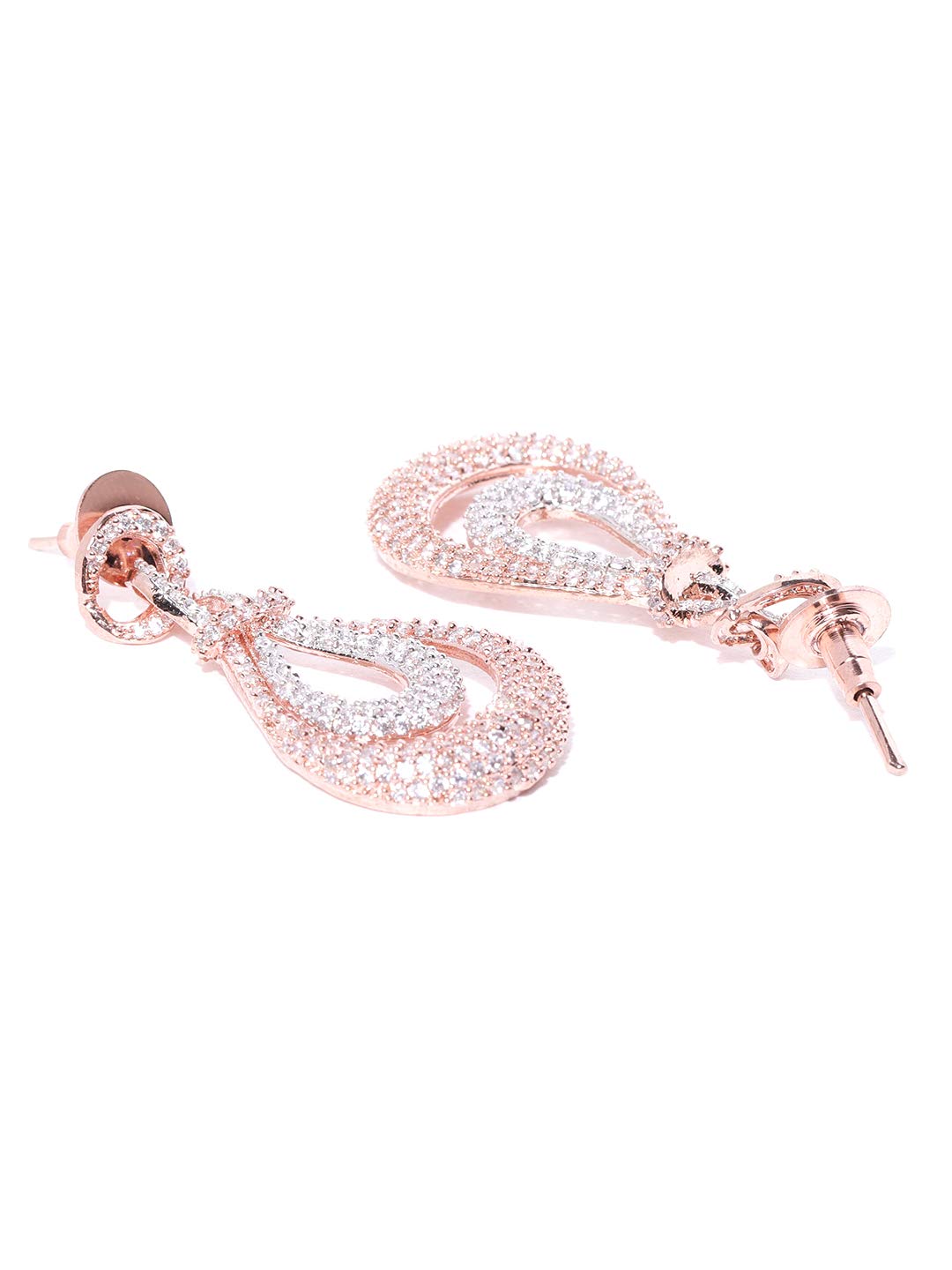 Priyaasi Elegant American Diamond Earrings for Women | Stylish Drop Design | Rose Gold Earrings for Women | Fashion Jewellery for Party, Weddings, & Gifting