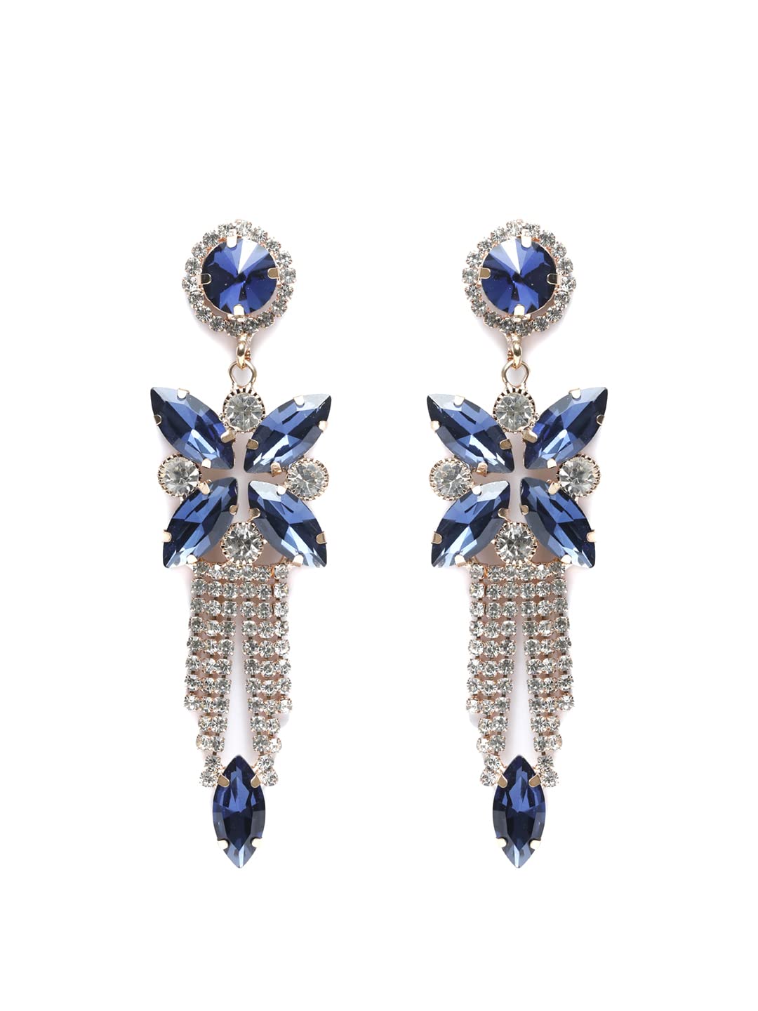 Priyaasi Contemporary Blue American Diamond Drop Earrings