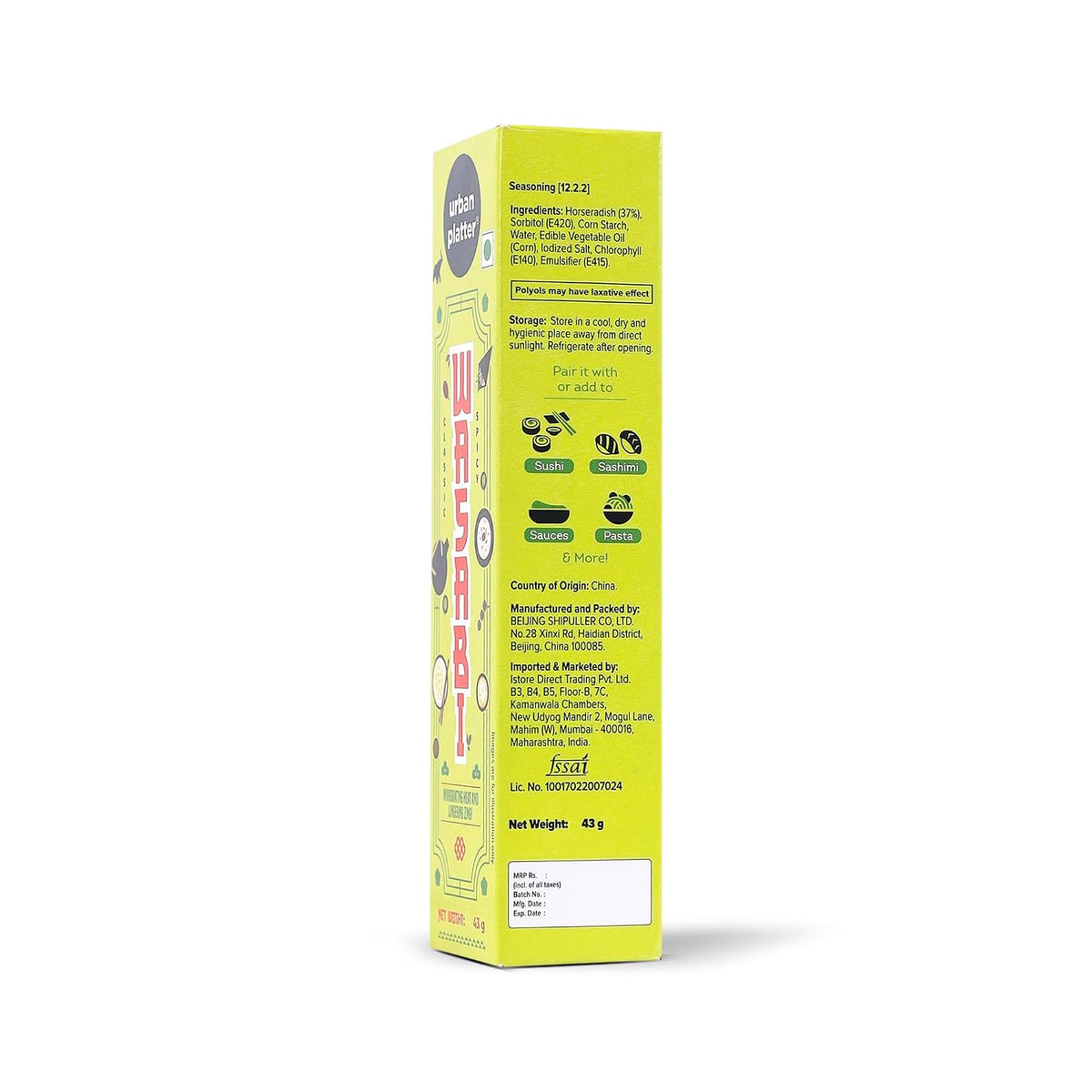 Urban Platter Premium Wasabi Paste, 43g (Elevate Your Sushi Experience With Lingering Zing)
