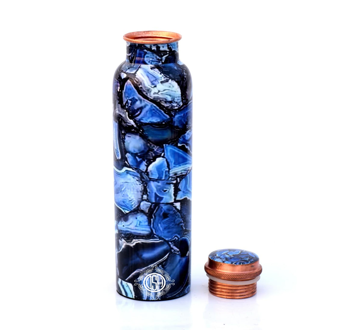 DSH Copper Bottles for 1 Litre Printed with Art Work, Travelling Purpose Bottles, Yoga Ayurveda Healing, 1000 ML (Design SM 16)